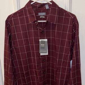 Van Heusen Men's Maroon Plaid Button-Down Shirt